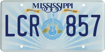 MS license plate LCR857