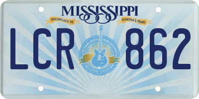MS license plate LCR862