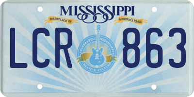 MS license plate LCR863