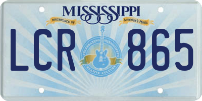 MS license plate LCR865