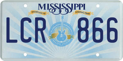 MS license plate LCR866
