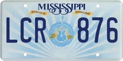 MS license plate LCR876