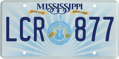MS license plate LCR877