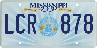 MS license plate LCR878