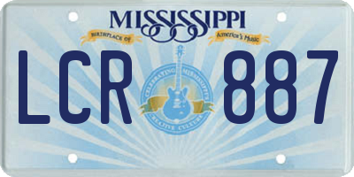 MS license plate LCR887