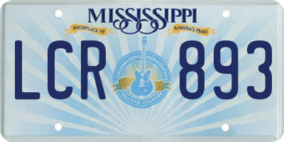 MS license plate LCR893