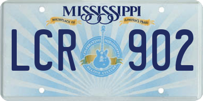 MS license plate LCR902