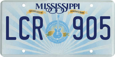 MS license plate LCR905