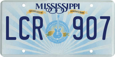 MS license plate LCR907