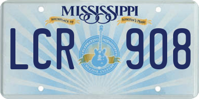 MS license plate LCR908