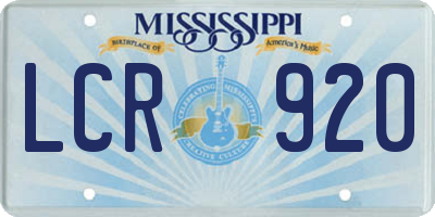 MS license plate LCR920