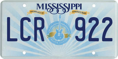MS license plate LCR922
