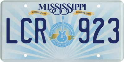MS license plate LCR923