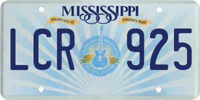 MS license plate LCR925