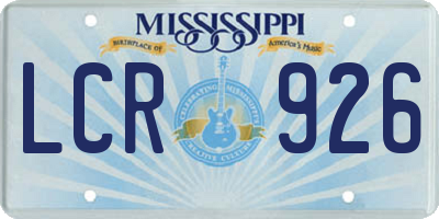 MS license plate LCR926