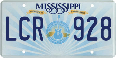 MS license plate LCR928