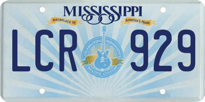 MS license plate LCR929