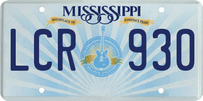 MS license plate LCR930