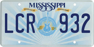 MS license plate LCR932