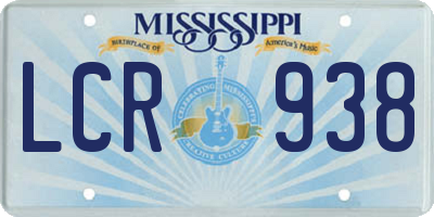 MS license plate LCR938