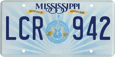 MS license plate LCR942