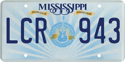 MS license plate LCR943