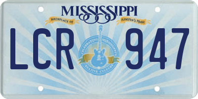 MS license plate LCR947
