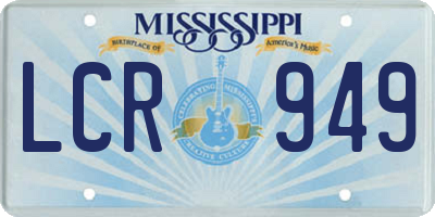 MS license plate LCR949