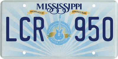 MS license plate LCR950