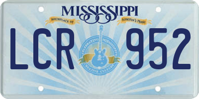 MS license plate LCR952