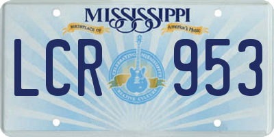 MS license plate LCR953