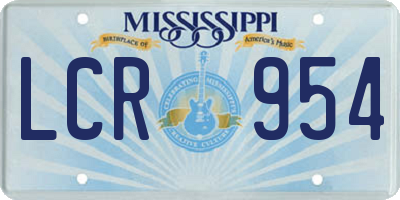 MS license plate LCR954