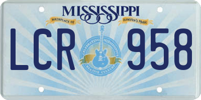 MS license plate LCR958