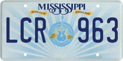MS license plate LCR963