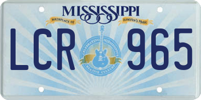 MS license plate LCR965