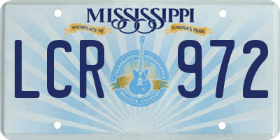 MS license plate LCR972