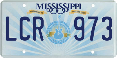 MS license plate LCR973