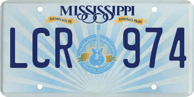 MS license plate LCR974