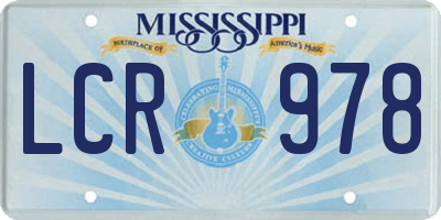 MS license plate LCR978