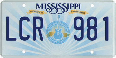 MS license plate LCR981