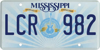 MS license plate LCR982