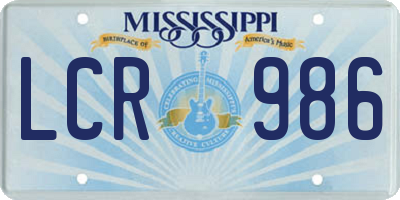 MS license plate LCR986