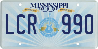 MS license plate LCR990