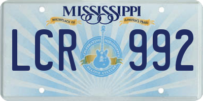 MS license plate LCR992
