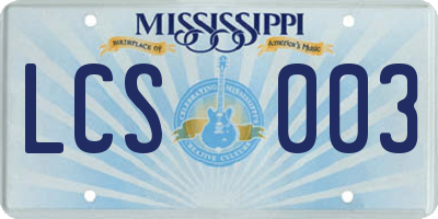 MS license plate LCS003