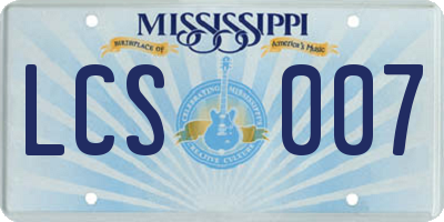 MS license plate LCS007
