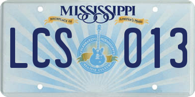 MS license plate LCS013