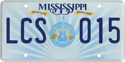 MS license plate LCS015