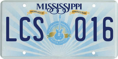 MS license plate LCS016