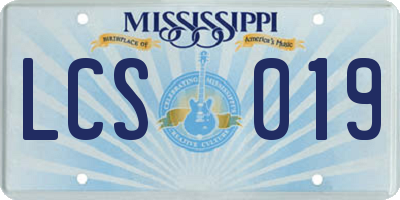 MS license plate LCS019